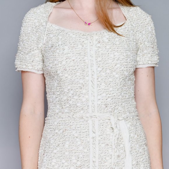 248. MONIQUE LHUILLIER Collection Ivory Tweed Dress NWT 6 - Picture 2 of 8